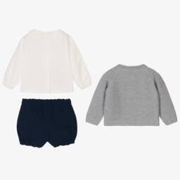 Artesanía Granlei-Baby Boys Grey & Blue Cotton Shorts Set | Childrensalon