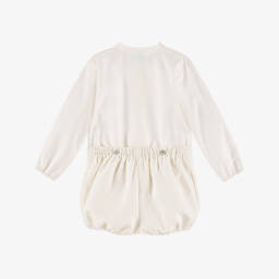 Artesanía Granlei-Baby Boys Ivory Buster Suit with Pintuck Detailing | Childrensalon