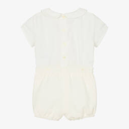 Artesanía Granlei-Baby Boys Ivory Cotton Buster Suit | Childrensalon