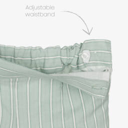 Artesanía Granlei-Baby Boys White & Green Striped Shorts Set | Childrensalon