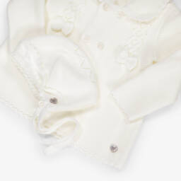 Artesanía Granlei-Baby Girls Ivory Knit Coat & Bonnet Set | Childrensalon