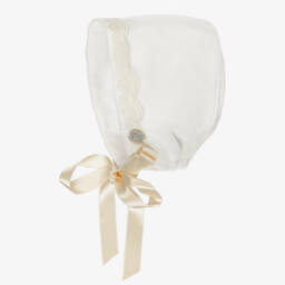 Artesanía Granlei-Baby Girls Ivory Organza & Lace Bonnet | Childrensalon