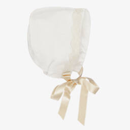 Baby Girls Ivory Organza & Lace Bonnet