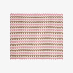 Artesanía Granlei-Baby Girls Pink & Beige Zigzag Knitted Blanket (108cm) | Childrensalon