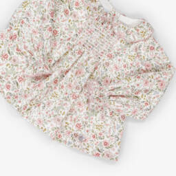 Artesanía Granlei-Baby Girls Pink Floral Blouse & Knitted Shorts Set | Childrensalon