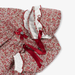 Artesanía Granlei-Baby Girls Red Floral Cotton Dress Set | Childrensalon