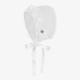 Baby Girls White Chiffon & Lace Bonnet