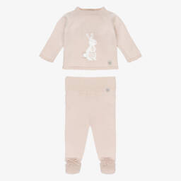 Artesanía Granlei-بيبي غرو قطعتين محبوك ومزين بأرنب لون بيج | Childrensalon