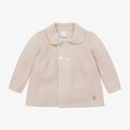 Artesanía Granlei-Beige Knitted Baby Cardigan | Childrensalon