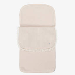 Beige Knitted Baby Nest with Lace Trim (70cm)