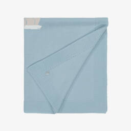 Artesanía Granlei-Blue Knitted Teddy Bear Baby Blanket (84cm) | Childrensalon