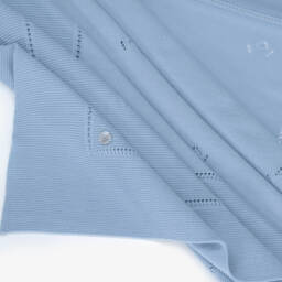 Artesanía Granlei-Blue Openwork Knitted Baby Blanket (106cm) | Childrensalon