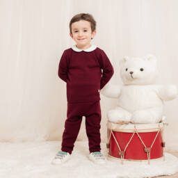 Artesanía Granlei-Boys Burgundy Knitted Trouser Set | Childrensalon