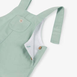 Artesanía Granlei-Boys Green Cotton & Linen Dungaree Set | Childrensalon