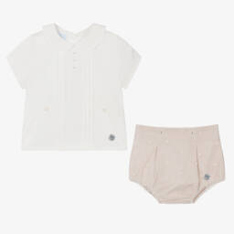 Artesanía Granlei-Boys Ivory & Beige Buster Suit | Childrensalon