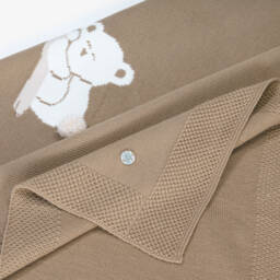 Artesanía Granlei-Brown Knitted Teddy Bear Baby Blanket (84cm) | Childrensalon