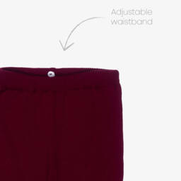 Artesanía Granlei-Girls Burgundy Red Knit Trouser Set with Beige Trim | Childrensalon