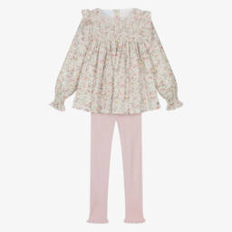 Artesanía Granlei-Girls Cotton Floral Top & Knitted Leggings Set | Childrensalon