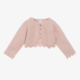 Artesanía Granlei-Girls Pink Cotton Knit Bolero Cardigan | Childrensalon