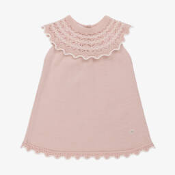 Artesanía Granlei-Girls Pink Cotton Knit Dress | Childrensalon