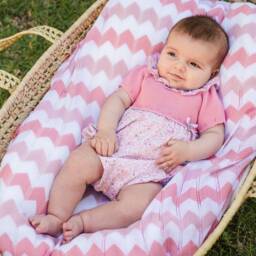 Artesanía Granlei-Girls Pink Cotton Zigzag Knit Shawl (112cm) | Childrensalon