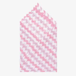 Artesanía Granlei-Girls Pink Cotton Zigzag Knit Shawl (112cm) | Childrensalon