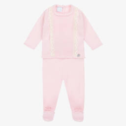 Artesanía Granlei-Girls Pink Knitted Babygrow | Childrensalon
