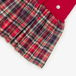 Artesanía Granlei-Girls Red Knit & Tartan Check Dress | Childrensalon