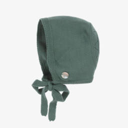 Artesanía Granlei-Green Knitted Baby Bonnet | Childrensalon