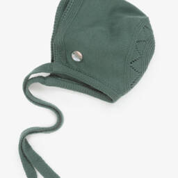 Artesanía Granlei-Green Knitted Baby Bonnet | Childrensalon