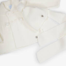 Artesanía Granlei-Ivory Knitted Baby Coat & Pom-Pom Hat Set | Childrensalon