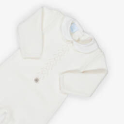 Artesanía Granlei-Ivory Knitted Babygrow with Collar | Childrensalon