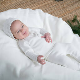 Artesanía Granlei-طقم أفرول أكريليك محبوك لون عاجي | Childrensalon