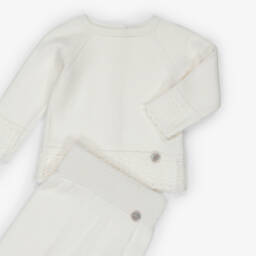 Artesanía Granlei-Ivory Patterned Knit 2 Piece Babygrow | Childrensalon
