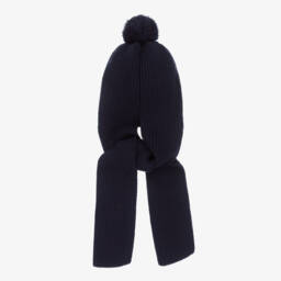 Artesanía Granlei-Navy Blue Knitted Baby Hat Scarf | Childrensalon