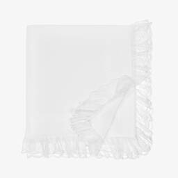 Artesanía Granlei-White Lace Trim Shawl (107cm) | Childrensalon