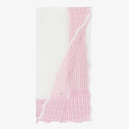 Artesanía Granlei-White & Pink Knitted Baby Shawl (126cm) | Childrensalon