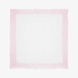 Artesanía Granlei-White & Pink Knitted Baby Shawl (126cm) | Childrensalon