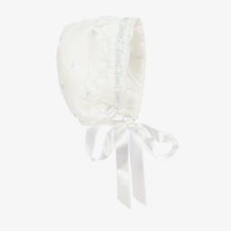 Artesanía Granlei-White Tulle & Lace Baby Bonnet | Childrensalon