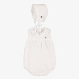 Artesanía Granlei-White Tulle Polka Dot Shortie Set | Childrensalon