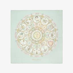 Atelier Choux Paris-Aqua Blue Organic Cotton Zodiac Swaddle & Bib Set | Childrensalon