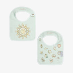 Atelier Choux Paris-Aqua Blue Organic Cotton Zodiac Swaddle & Bib Set | Childrensalon