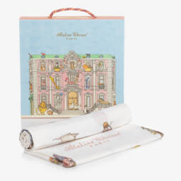 Atelier Choux Paris-Baby Girls White Balloons Swaddle (97cm) | Childrensalon