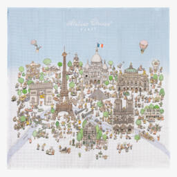 Atelier Choux Paris-Blue Organic Cotton Swaddle & Bib Set | Childrensalon