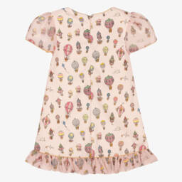 Atelier Choux Paris-فستان بنات بطبعة بالونات هوائية مخمل لون زهري | Childrensalon
