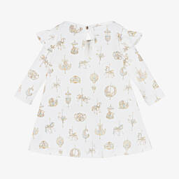 Atelier Choux Paris-فستان بطبعة كاروسيل قطن لون أبيض للبنات | Childrensalon