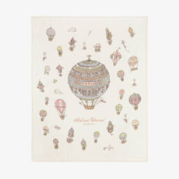 بطانية صوف وكشمير محبوك لون عاجي (120 سم)