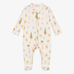 Atelier Choux Paris-طقم أفرول قطن عضوي لون عاجي | Childrensalon