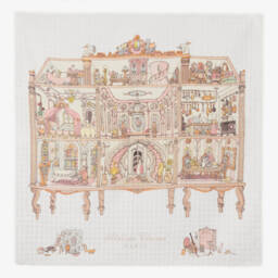 Atelier Choux Paris-Ivory Organic Cotton Dollhouse Print Swaddle & Bib Set | Childrensalon