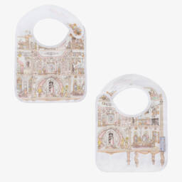 Atelier Choux Paris-Ivory Organic Cotton Dollhouse Print Swaddle & Bib Set | Childrensalon